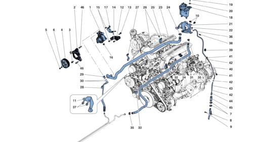 0045 - POWER STEERING PUMP AND RESERVOIR