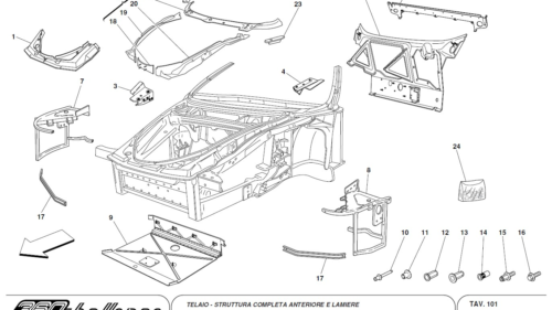 101 - FRAME - COMPLETE FRONT PART STRUCTURES AND PLATES