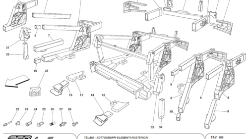 105 - FRAME - REAR ELEMENTS SUB-GROUPS