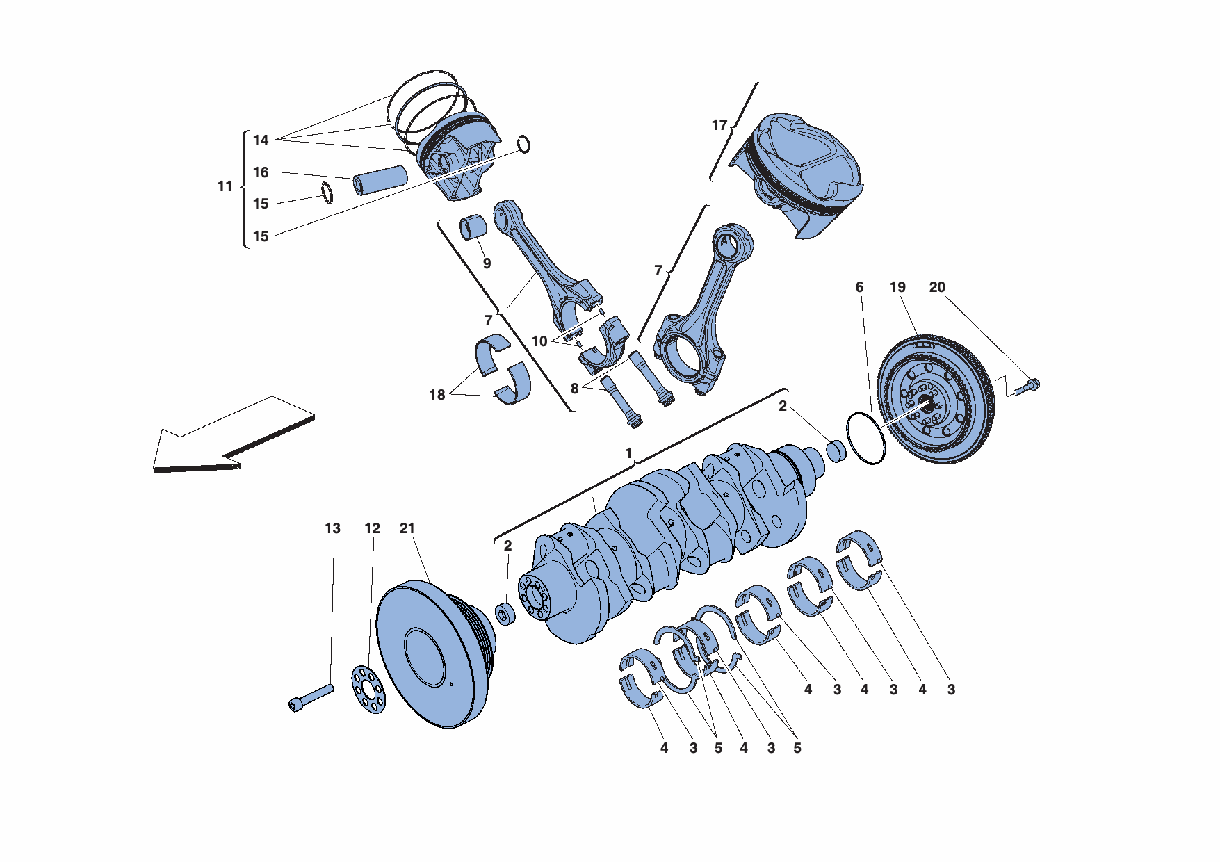 2 - DRIVING SHAFT - CONNECTING RODS AND PISTONS