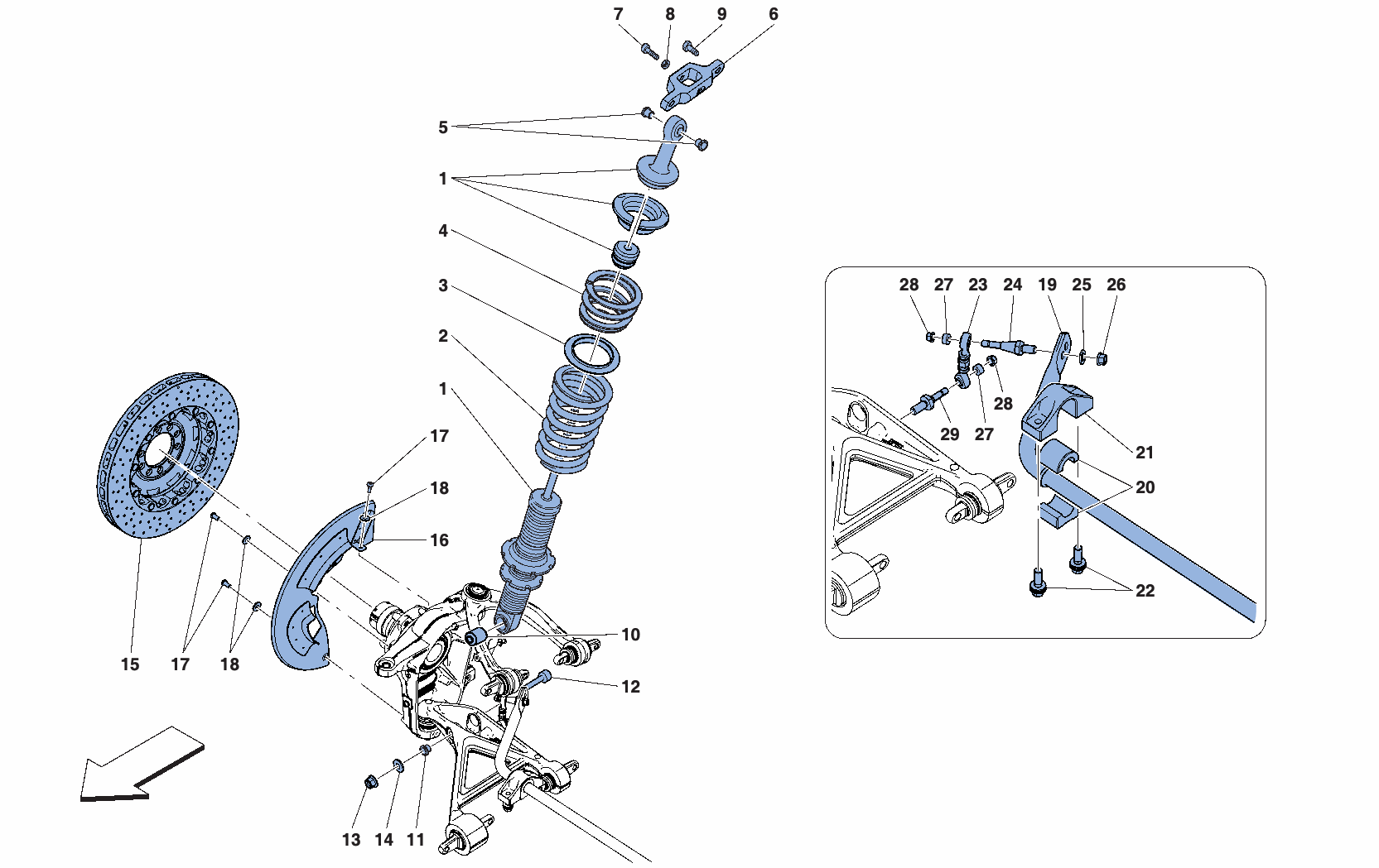 0046 - FRONT SUSPENSION - SHOCK ABSORBER AND BRAKE DISC